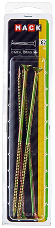 Mack 1017323 - spaanplschr.vzkop-zelfb. geelverz. 4 st 6,0 x 150 mm | 5 stuks