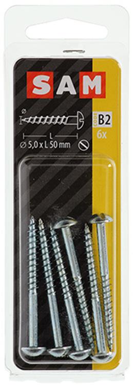Afbeelding laden in galerijviewer, Mack 1017381 - houtschroef bolkop staal verzinkt 6 st 5,0 x 50 mm | 10 stuks
