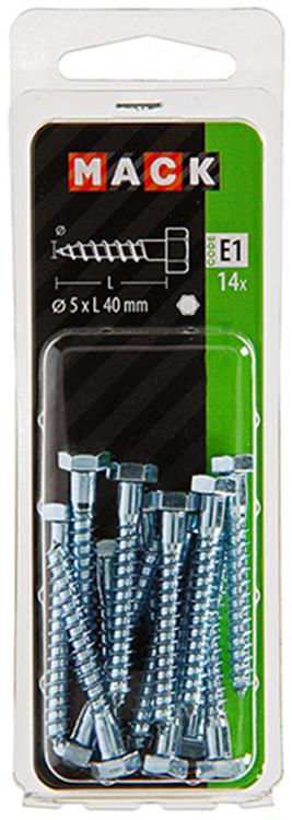 Afbeelding laden in galerijviewer, Mack 1017399 - houtdraadbout staal verzinkt 14 st 5 x 40 mm | 10 stuks
