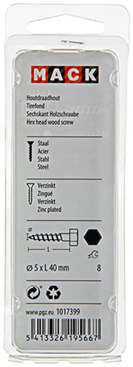 Afbeelding laden in galerijviewer, Mack 1017399 - houtdraadbout staal verzinkt 14 st 5 x 40 mm | 10 stuks
