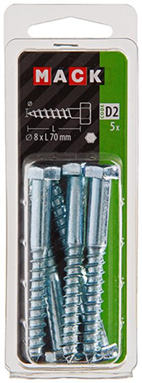 Laden Sie das Bild in Galerie -Viewer, Mack 1017417 - houtdraadbout staal verzinkt 5 st 8 x 70 mm | 5 stuks
