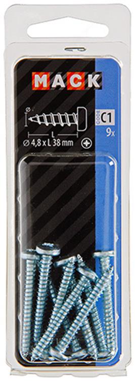 ギャラリービューアに画像をロードする, Mack 1017454 - zelftappende schroef cyl kop verz. 9 st 4,8 x 38 mm | 10 stuks
