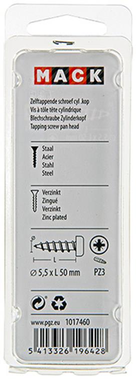Chargez l'image dans la visionneuse de la galerie, Mack 1017460 - zelftappende schroef cyl kop verz. 5 st 5,5 x 50 mm | 10 stuks
