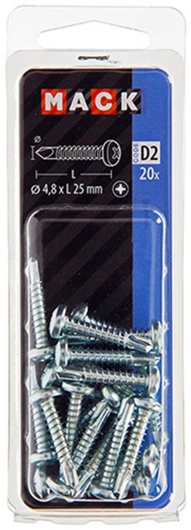 Afbeelding laden in galerijviewer, Mack 1017472 - zelfborende schroef cyl. kop verz. 20st 4,8 x 25 mm | 10 stuks
