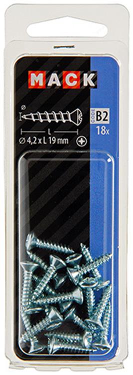 Afbeelding laden in galerijviewer, Mack 1017486 - zelftappende schroef bvk verz.18 st 4,2 x 19 mm | 10 stuks
