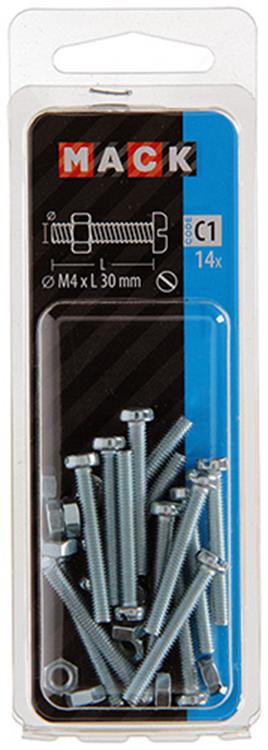 Chargez l'image dans la visionneuse de la galerie, Mack 1017520 - metaalschroef cyl. kop + moer verz. 14 st m4 x 30 mm | 10 stuks
