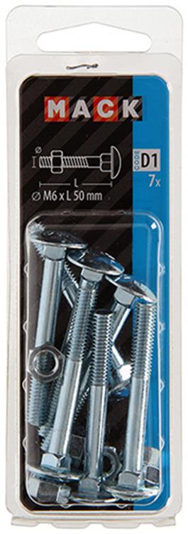Laden Sie das Bild in Galerie -Viewer, Mack 1017571 - houtbout + moer staal verzinkt7 st m6 x 50 mm | 5 stuks
