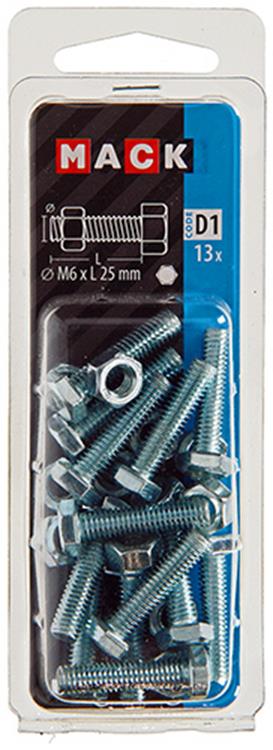 Laden Sie das Bild in Galerie -Viewer, Mack 1017606 - tapbout + moer staal verzinkt 13 st m6 x 25 mm | 10 stuks

