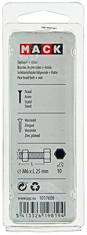 Laden Sie das Bild in Galerie -Viewer, Mack 1017606 - tapbout + moer staal verzinkt 13 st m6 x 25 mm | 10 stuks
