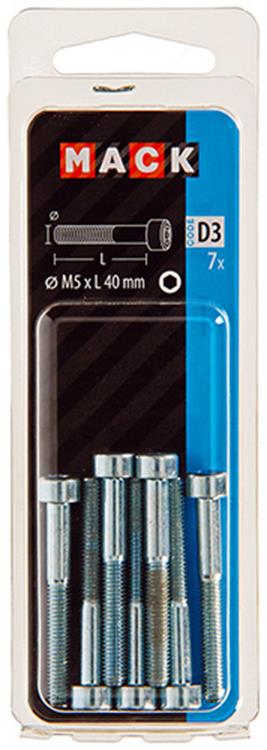 Afbeelding laden in galerijviewer, Mack 1017648 - binnenzeskant bout cyl.kop verz. 7 st m5 x 40 mm | 10 stuks
