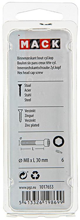Afbeelding laden in galerijviewer, Mack 1017653 - binnenzeskant bout cyl.kop verz. 4 st m8 x 30 mm | 10 stuks
