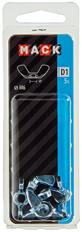 Mack 1017698 - vleugelmoer staal verzinkt 5 st m6 | 10 stuks