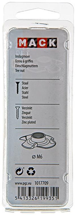 Mack 1017709 - inslagmoer staal verzinkt 4 st m6 | 10 stuks