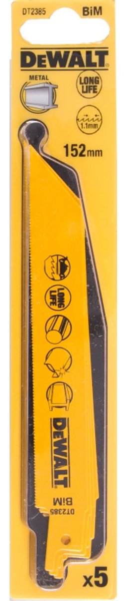 Dewalt dt2385-qz serie - reciprozaagblad - bimetaal - 152mm - metaalbewerkingen