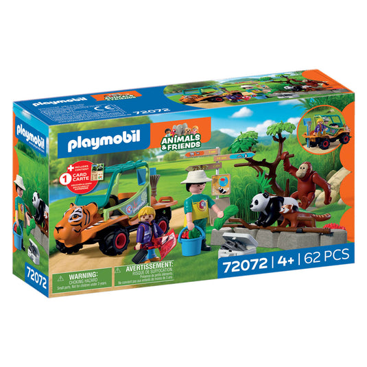 Playmobil animals friends dierentuin dierenverzorger met voertuig - 72072