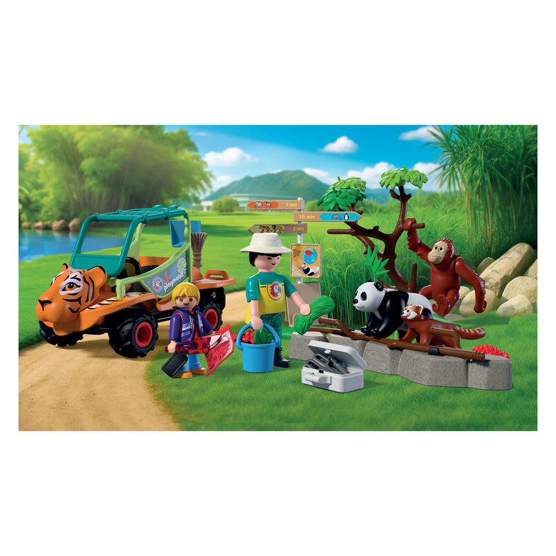 Afbeelding laden in galerijviewer, Playmobil animals friends dierentuin dierenverzorger met voertuig - 72072
