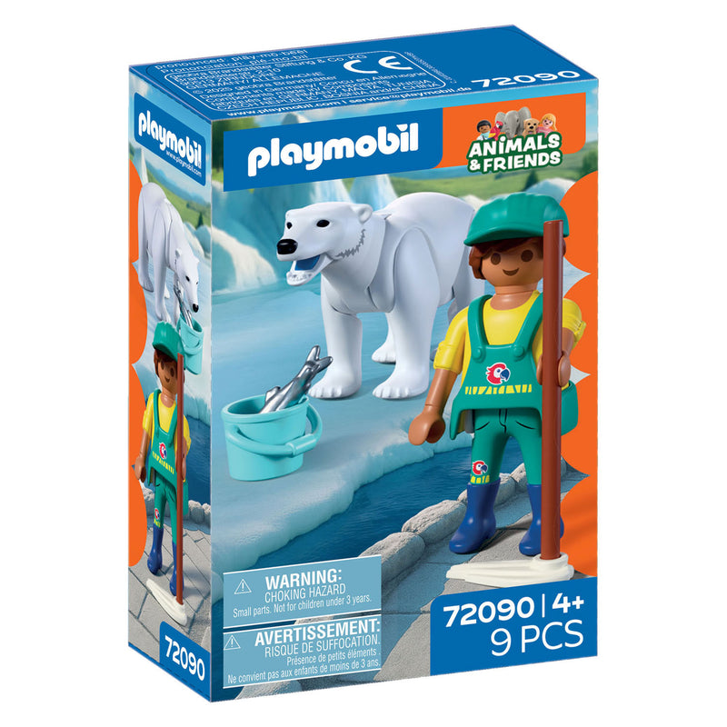 Afbeelding laden in galerijviewer, Playmobil animals friends dierentuin ijsbeer en dierenverzorger - 72090

