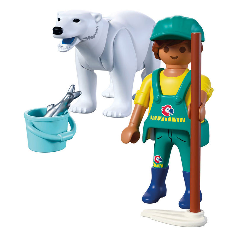 Afbeelding laden in galerijviewer, Playmobil animals friends dierentuin ijsbeer en dierenverzorger - 72090

