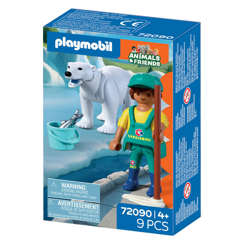 Afbeelding laden in galerijviewer, Playmobil animals friends dierentuin ijsbeer en dierenverzorger - 72090
