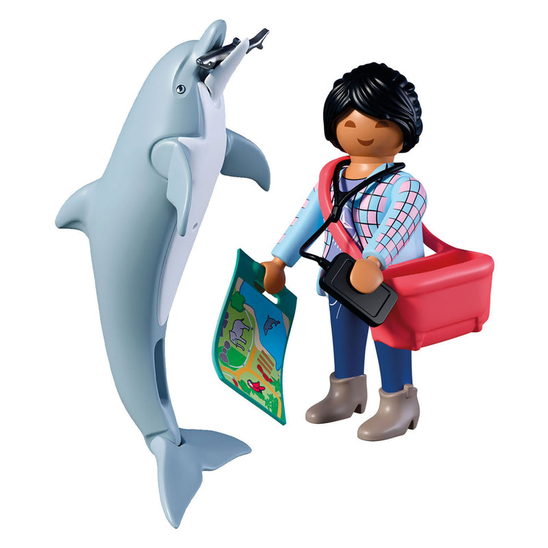 Afbeelding laden in galerijviewer, Playmobil animals friends dierentuin dolfijn en bezoeker - 72091
