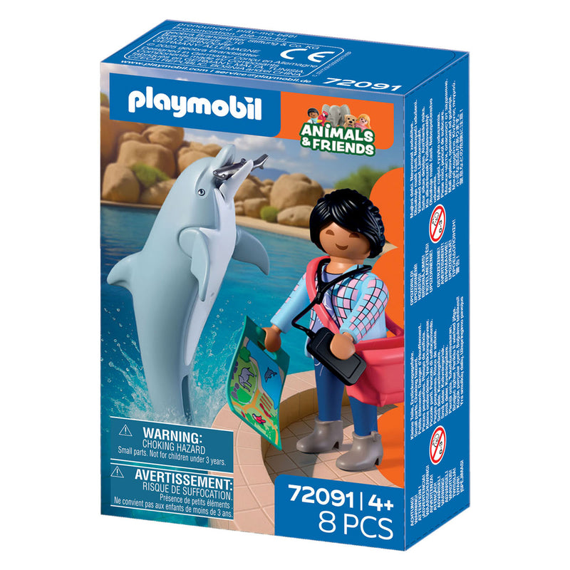 Afbeelding laden in galerijviewer, Playmobil animals friends dierentuin dolfijn en bezoeker - 72091
