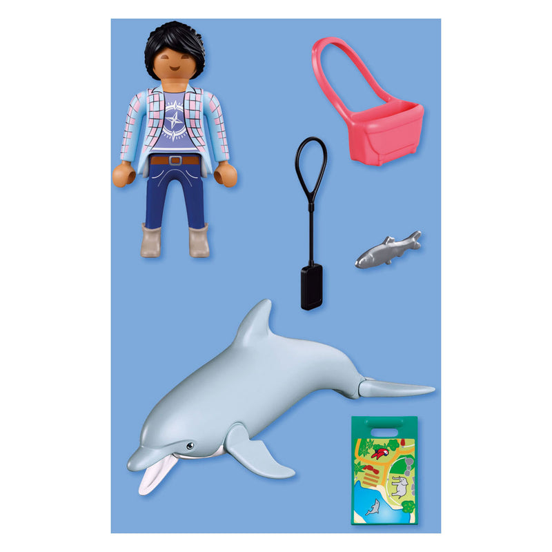 Afbeelding laden in galerijviewer, Playmobil animals friends dierentuin dolfijn en bezoeker - 72091
