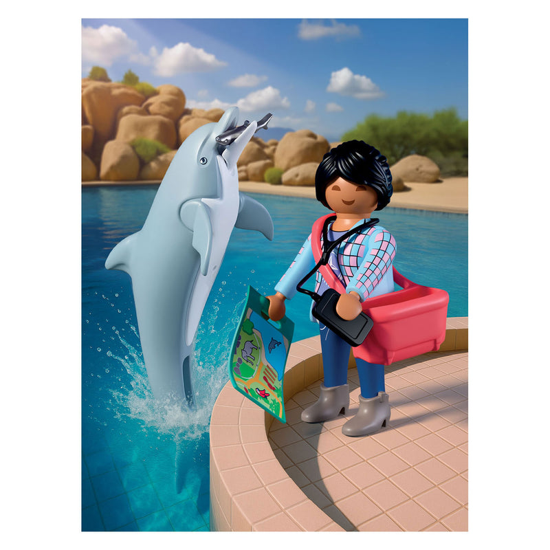 Afbeelding laden in galerijviewer, Playmobil animals friends dierentuin dolfijn en bezoeker - 72091
