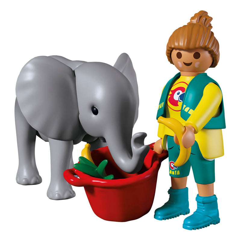 Afbeelding laden in galerijviewer, Playmobil animals friends dierentuin babyolifant en dierenverzorger - 72092
