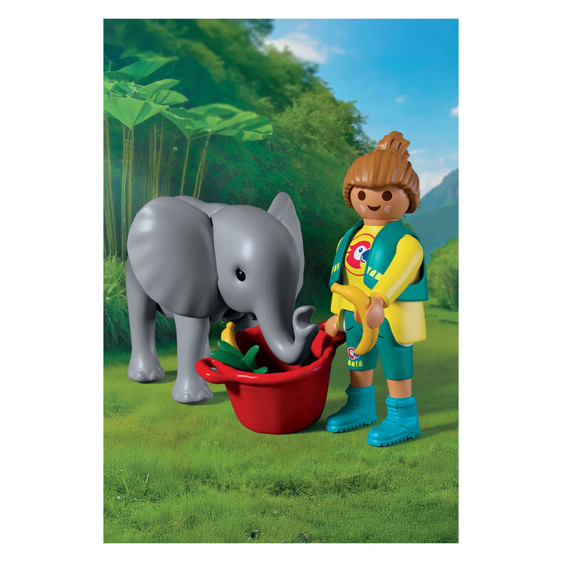 Afbeelding laden in galerijviewer, Playmobil animals friends dierentuin babyolifant en dierenverzorger - 72092
