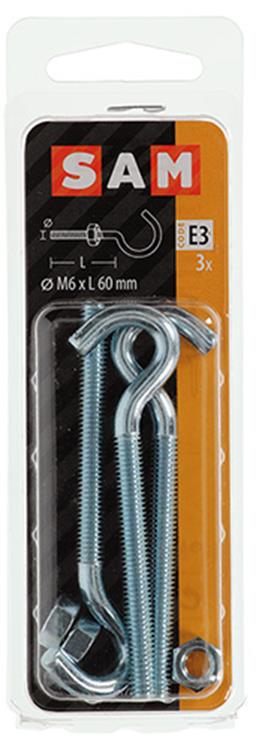 Afbeelding laden in galerijviewer, Mack 1017811 - schroefhaak metrisch + moer verzinkt 3st m6 x 60 mm | 10 stuks
