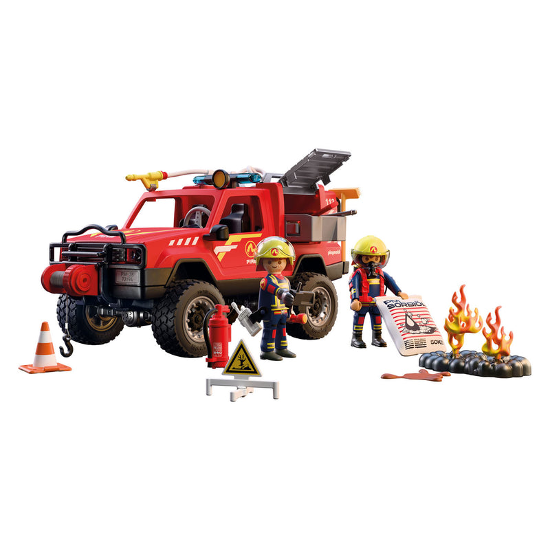 ギャラリービューアに画像をロードする, Playmobil city action brandweer pick-up terreinwagen met watersproeifunctie.
