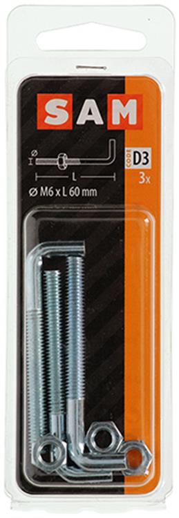 Afbeelding laden in galerijviewer, Mack 1017836 - schroefduim metrisch + moer staal 3 st m6 x 60 mm | 10 stuks
