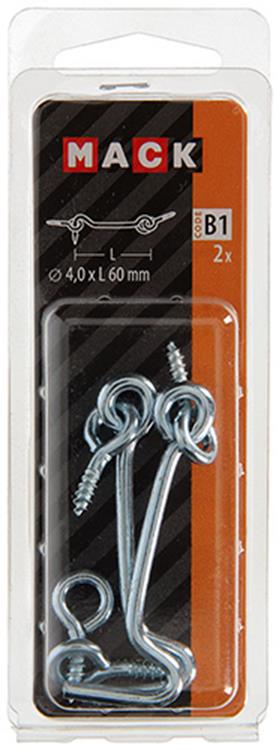 Afbeelding laden in galerijviewer, Mack 1017848 - windhaak staal verzinkt 2 st 4,0 x 60 mm | 10 stuks
