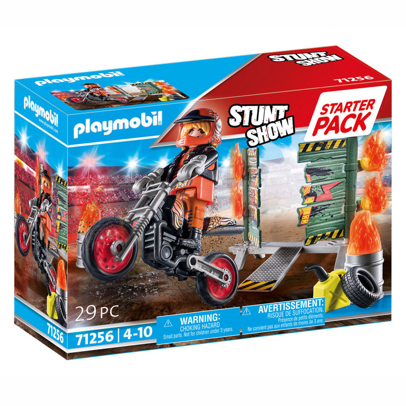 Load image into Gallery viewer, Playmobil Starterpack Stuntshow Motor met Vuurmuur 71256
