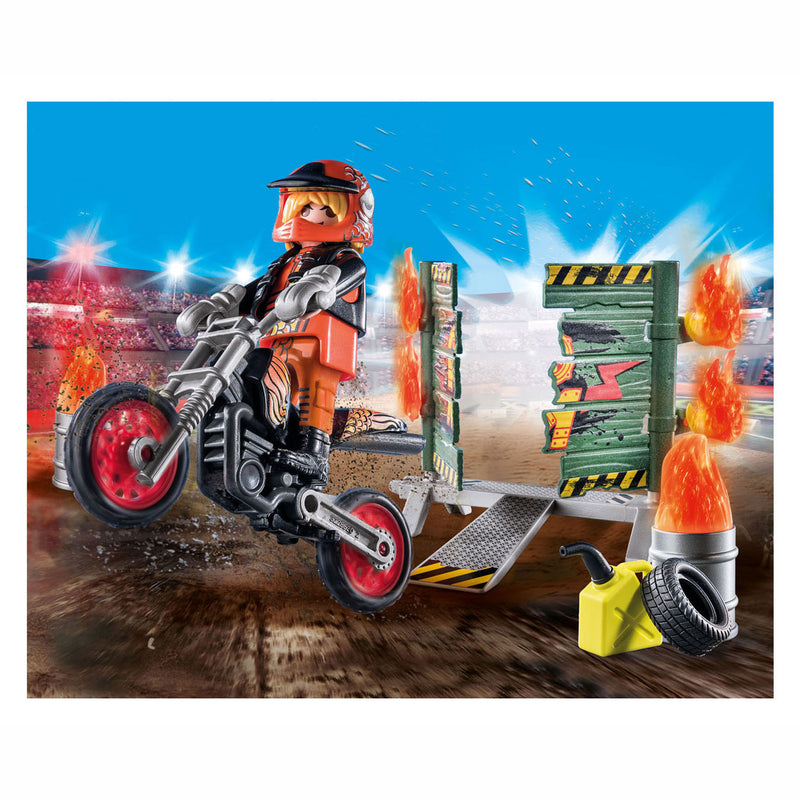 Load image into Gallery viewer, Playmobil Starterpack Stuntshow Motor met Vuurmuur 71256
