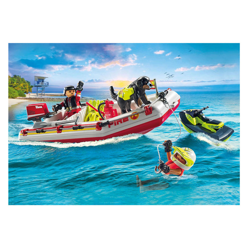 ギャラリービューアに画像をロードする, Playmobil action heroes brandweerboot met waterscooter - 71464
