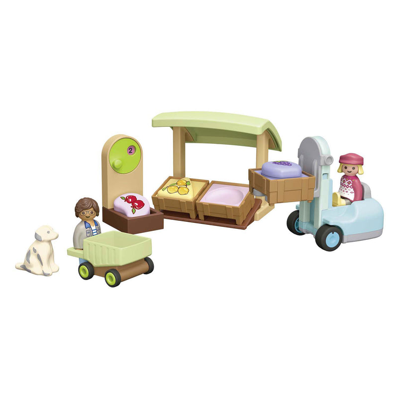 Afbeelding laden in galerijviewer, Playmobil 1.2.3. biologische marktkraam en heftruck - 71691
