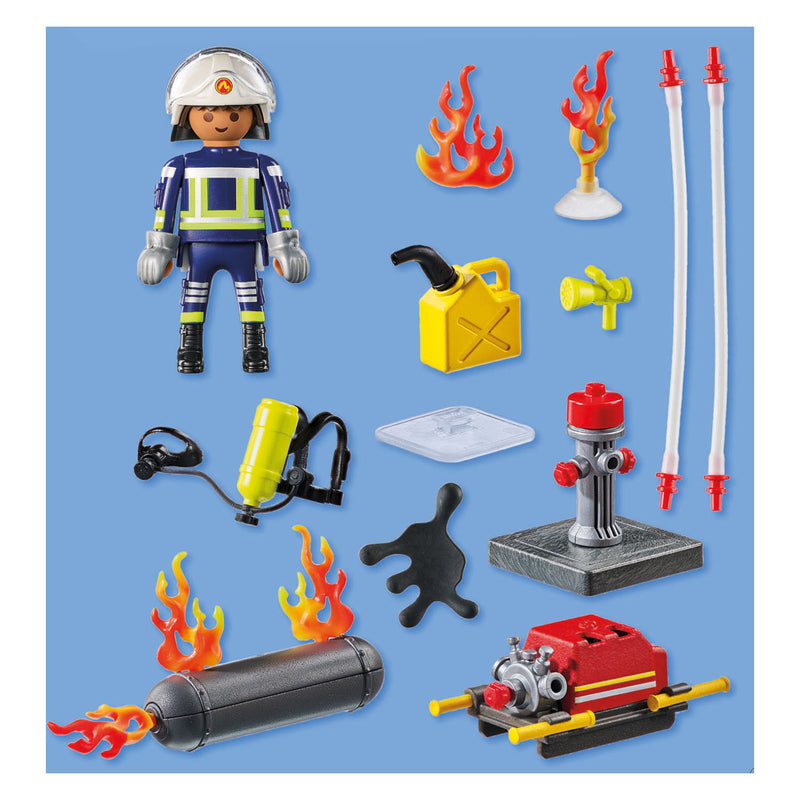 ギャラリービューアに画像をロードする, Playmobil action heroes brandweerman met waterpomp - 71826
