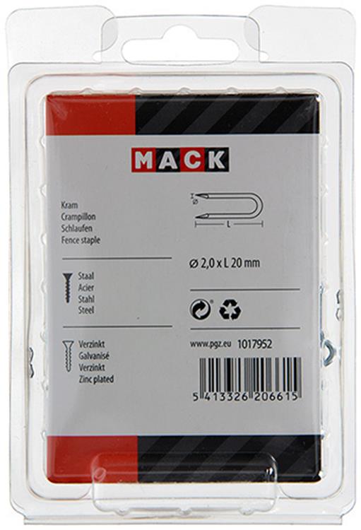 Afbeelding laden in galerijviewer, Mack 1017952 - kram staal verzinkt 250 gr 2,0 x 20 mm | 5 stuks
