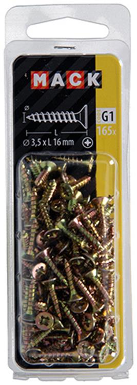 Afbeelding laden in galerijviewer, Mack 1017962 - spaanplaatschroef vz kop geelverz 165st 3,5 x 16 mm | 5 stuks
