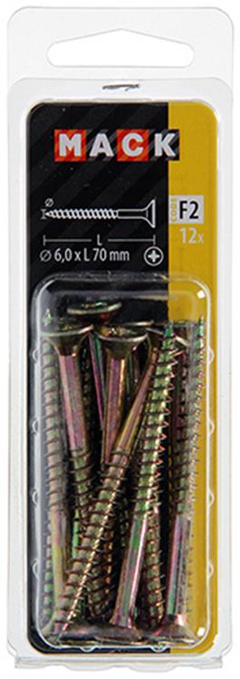 Mack 1017995 - spaanplaatschroef vz kop geelverz. 12st 6,0 x 70 mm | 5 stuks