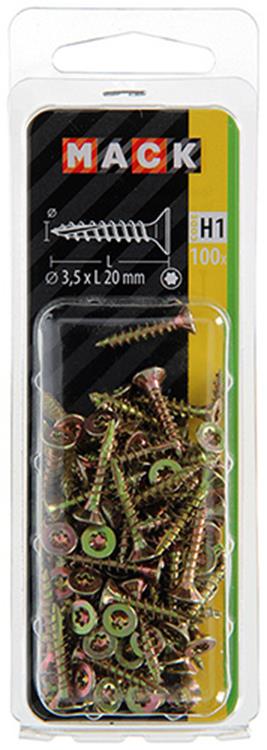 Afbeelding laden in galerijviewer, Mack 1018003 - spaanplschr.vzkop-zelfb. geelverz.100 st 3,5 x 20 mm | 5 stuks
