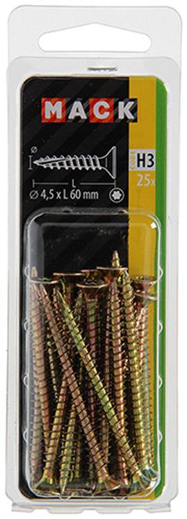 Afbeelding laden in galerijviewer, Mack 1018019 - spaanplschr.vzkop-zelfb. geelverz. 25 st 4,5 x 60 mm | 5 stuks
