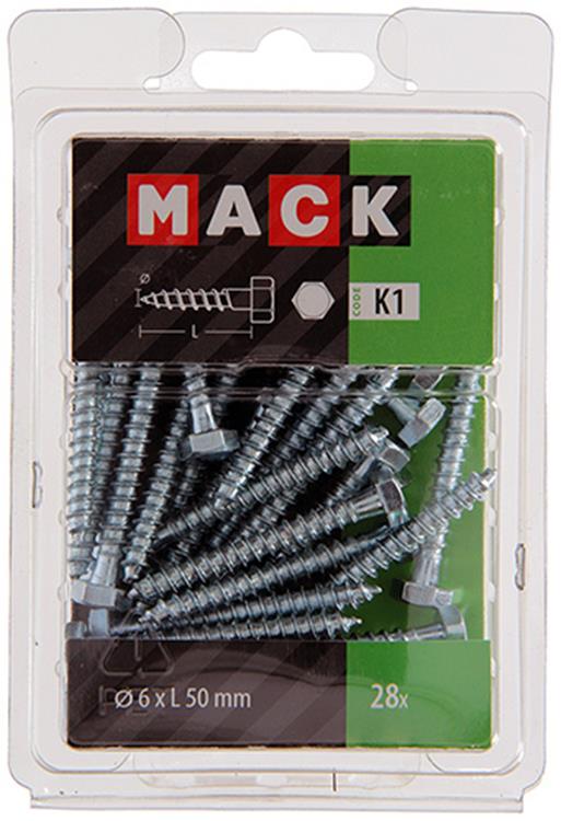 Afbeelding laden in galerijviewer, Mack 1018040 - houtdraadbout staal verzinkt 28 st 6 x 50 mm | 5 stuks
