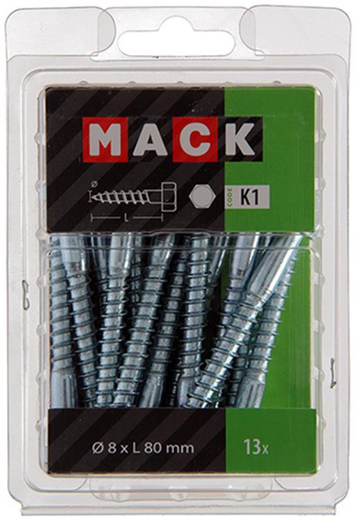 Afbeelding laden in galerijviewer, Mack 1018052 - houtdraadbout staal verzinkt 13 st 8 x 80 mm | 5 stuks
