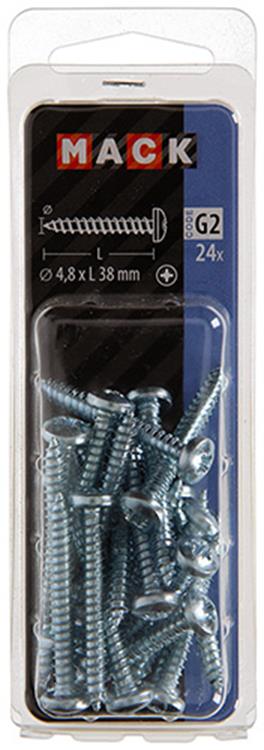 Afbeelding laden in galerijviewer, Mack 1018074 - zelftappende schroef cylkop verz. 24 st 4,8 x 38 mm | 5 stuks
