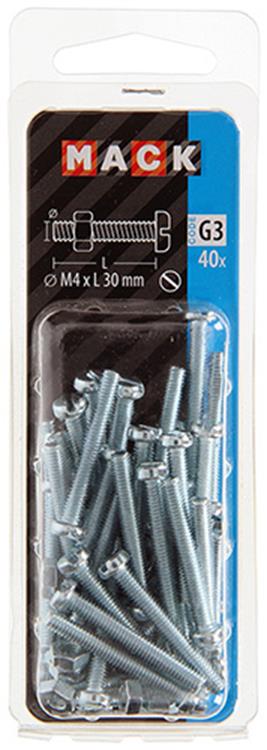 Afbeelding laden in galerijviewer, Mack 1018092 - metaalschroef cyl. kop + moer verz. 40 st m4 x 30 mm | 5 stuks
