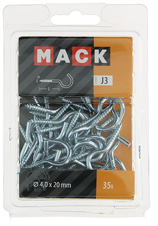 Afbeelding laden in galerijviewer, Mack 1018140 - schroefhaak staal verzinkt 35 st 4,0 x 20 mm | 5 stuks
