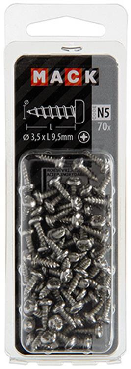 Afbeelding laden in galerijviewer, Mack 1020015 - zelftappende schroef cyl.kop a2 70 st 3,5 x 9,5 mm | 5 stuks
