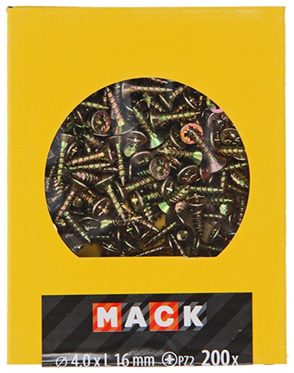 Afbeelding laden in galerijviewer, Mack 1020089 - spaanplaatschroef vz kop geel vz 200 st 4,0 x 16 mm | 5 stuks
